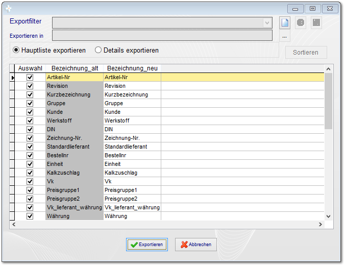 15.1 Excel-Export