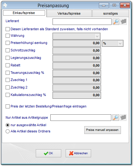 15.5 Preisanpassung EK