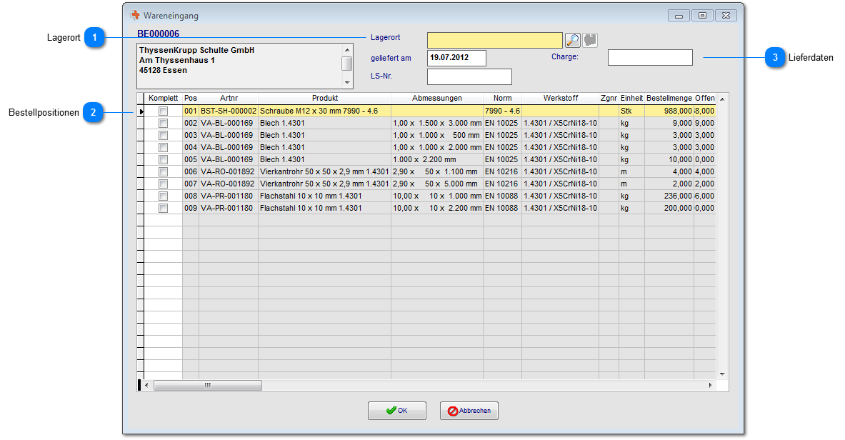 6.9.6.8 Wareneingang