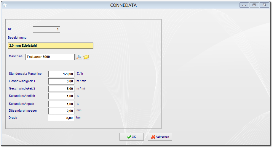 3.4 Schneidparameter (optional)