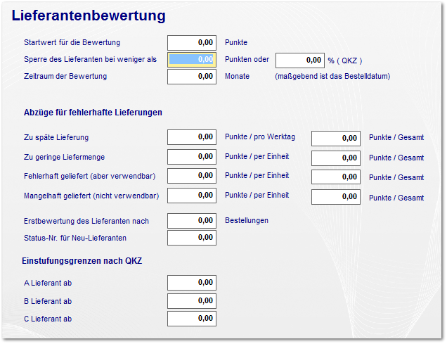 4.20 Lieferantenbewertung Einstellungen