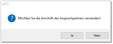 11 keine Abfrage ob Adresse Ansprechpartner verwendet werden soll