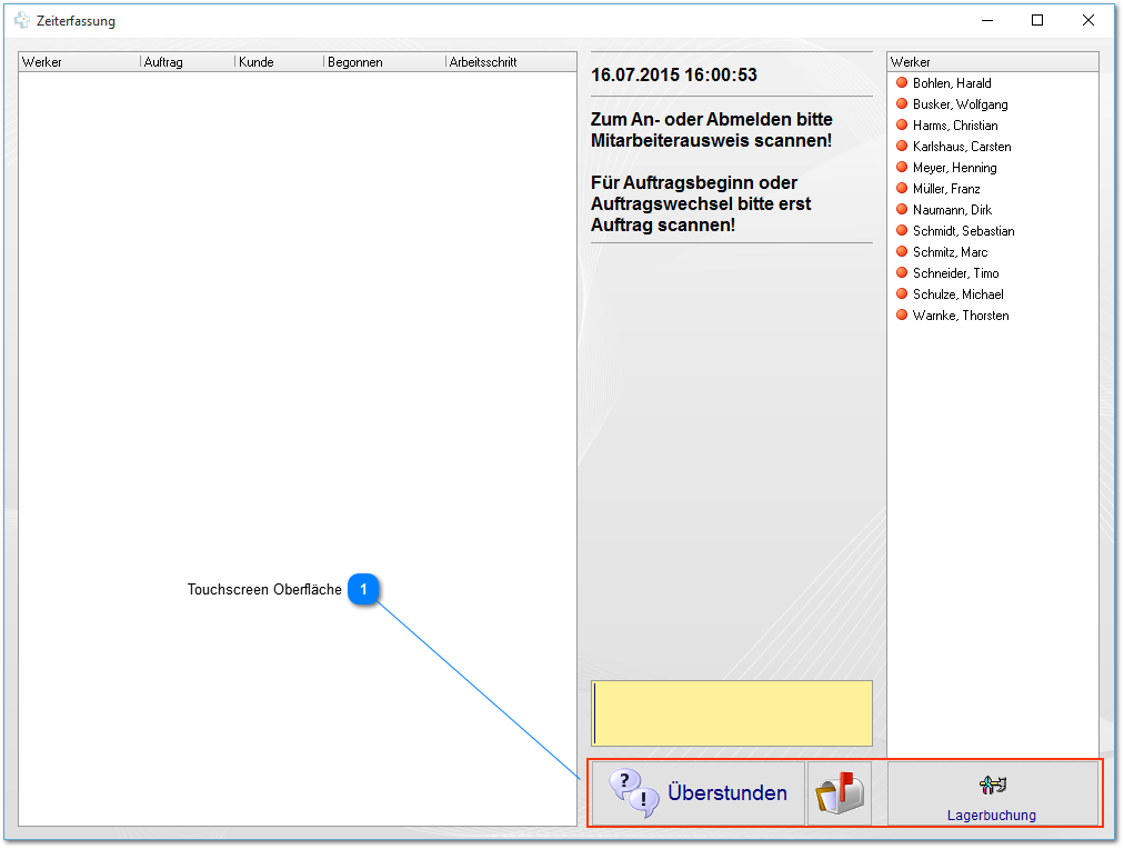 152 Zeiterfassung bietet eine für Touchscreen optimierte Oberfläche