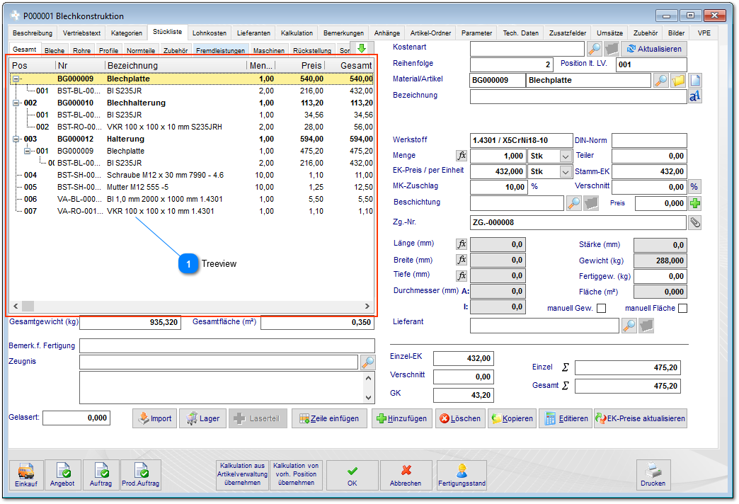 45 Stückliste mit Baumstruktur