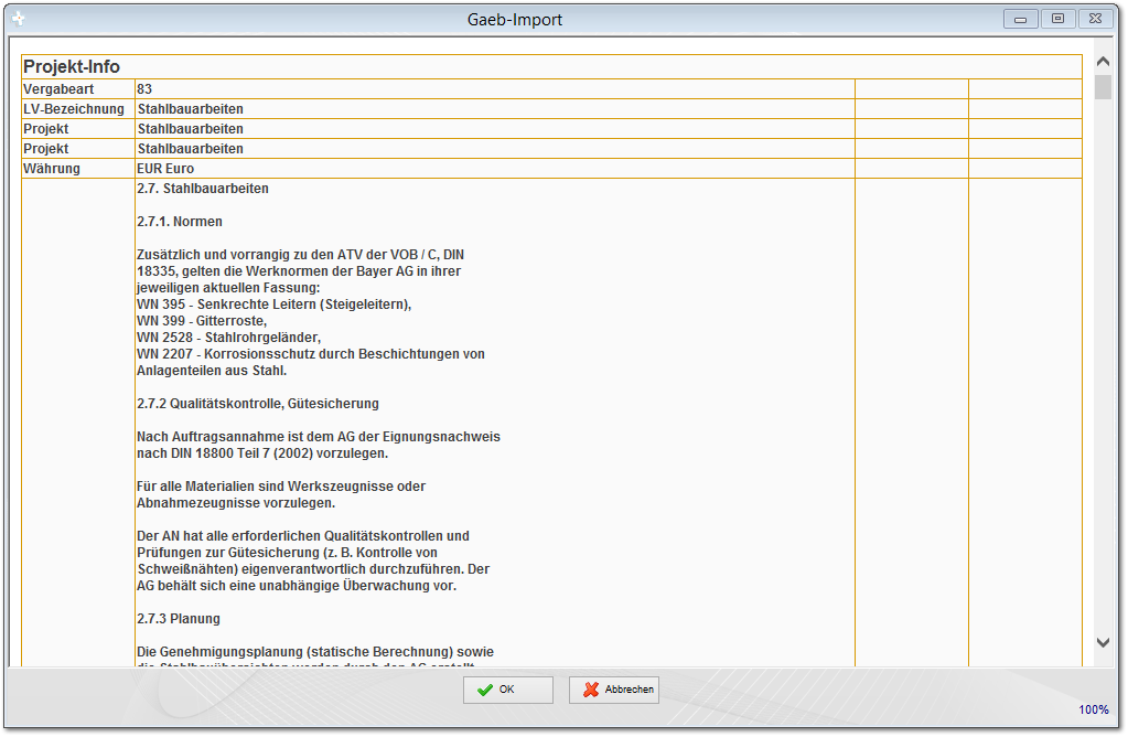 2.10.10 GAEB-Import (optional)