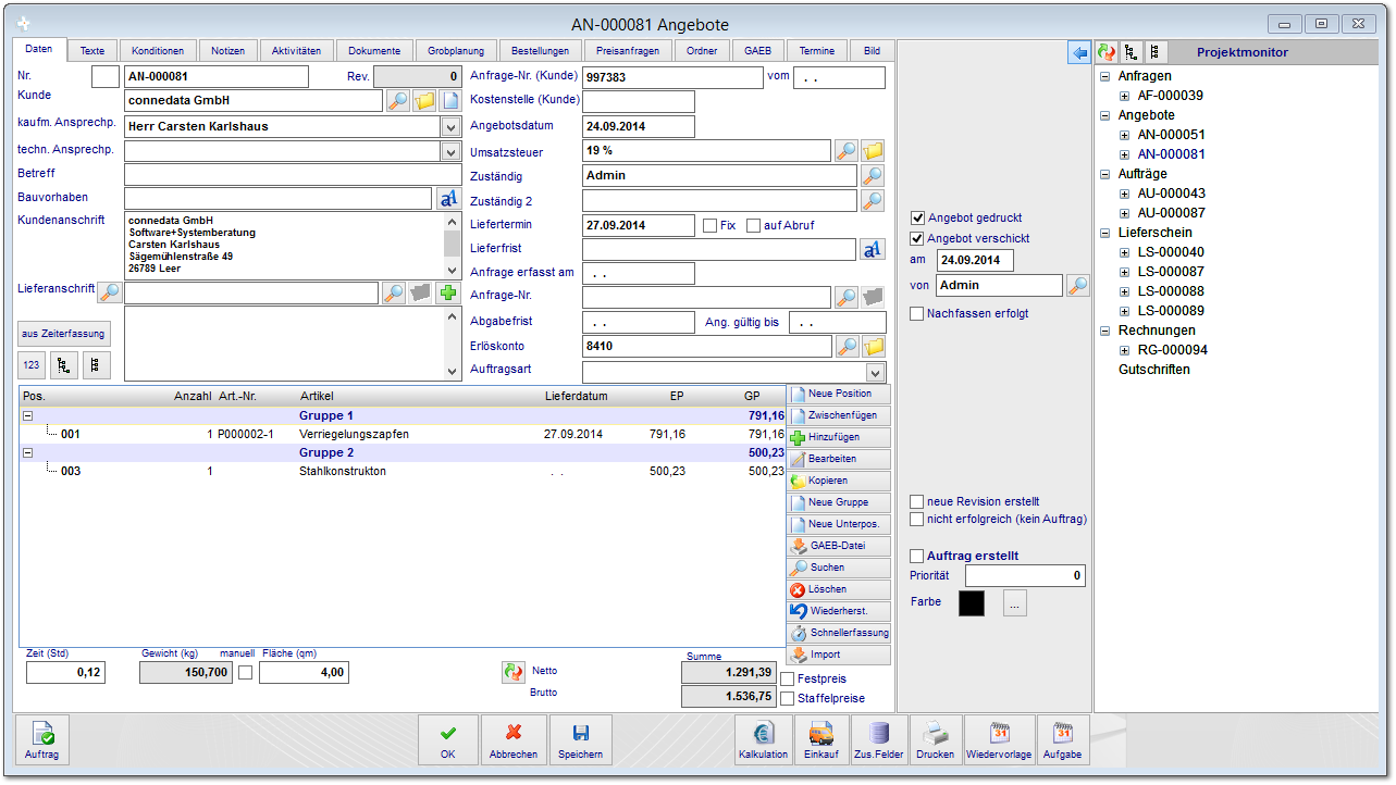 2.10.2 Erweiterte Ansicht Projektmonitor