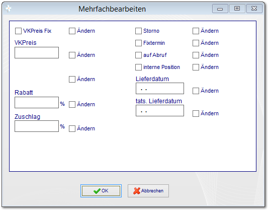 2.10.3 Mehrfachbearbeiten von Positionen