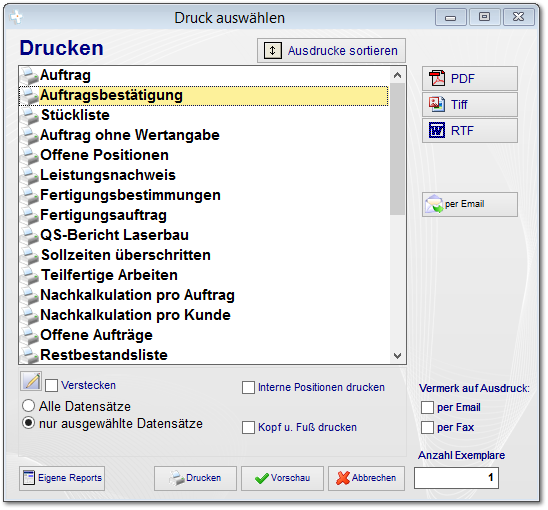 3.11 Auftragsbestätigung drucken